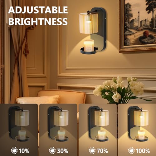 Wall Mounted Candle Warmer Lamp with Remote Control, Timer & Dimmer, Flameless Wax Melt Warmer for Jar Candles, Metal Wall...