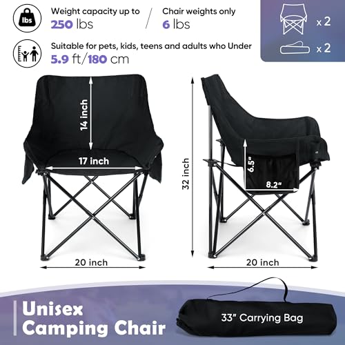 HaSteeL Camping Chair for Adults, Compact Folding Portable Chairs Set with Side Pockets for Outdoors Fishing, Hiking, Back...