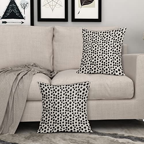 Polka Dot Pillow Covers 16x16 Set of 2 Stylish Black Cream Throw Pillows Boho Design Decorative Outdoor Modern Bohemian Pi...