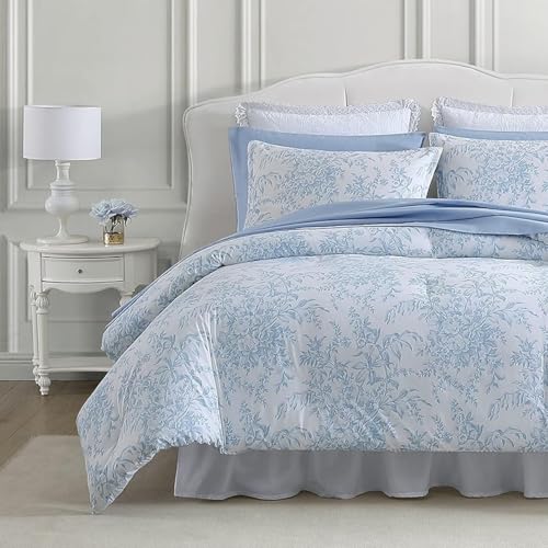 Laura Ashley - Queen Comforter Set, Soft & Reversible Cotton Floral Bedding with a Medium Weight Feel, 3 Piece Bed Set wit...