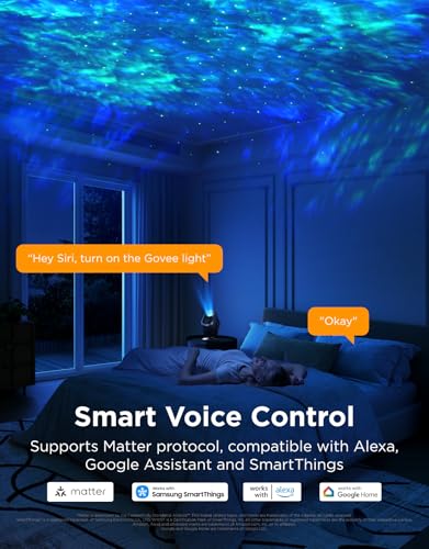 Govee Star Projector Lights, 7-Zone Colorful Nebula Effect, Compatible with Matter, 540ft² Coverage, LED Ceiling Lights fo...