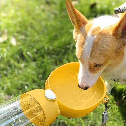 Portable Dog Water Bottle, Leak-Proof pet Water Bottle, 19 oz Large Capacity Outdoor Dog Water Fountain with Food Containe...