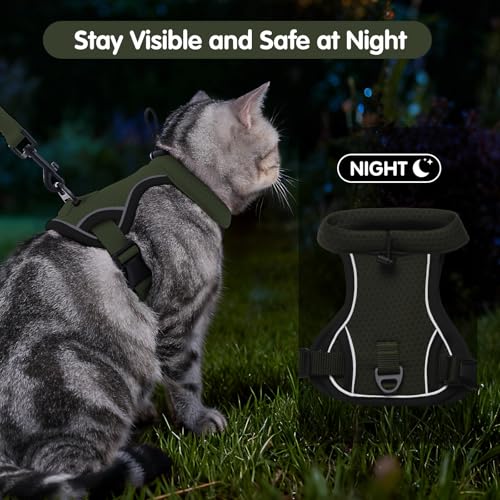 LIANZIMAU Cat Harness and Leash Escape Proof,Adjustable Cat Harness for Outdoor Walks with Reflective Strip, Lightweight a...