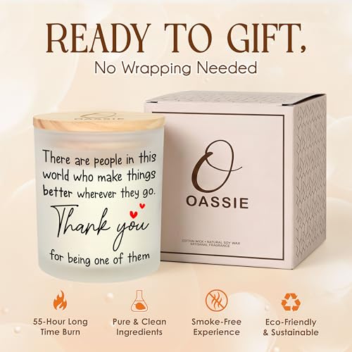 OASSIE Thank You Gifts for Women - Vanilla Lavender Candle 10 oz - Inspirational Teachers Day Birthday Retirement Nurse We...