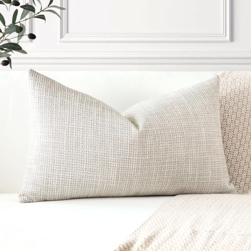 OTOSTAR Linen Throw Pillow Cover Set of 1 Decorative Lumbar Pillowcases Cushion Covers 16x24 Inch for Home Decor Sofa Bedr...