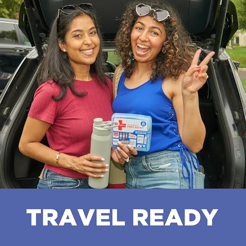 BAND-AID Brand Travel Ready Portable Emergency First Aid Kit for Minor Wound Care, Perfect for Home, Car, Travel, Camping ...
