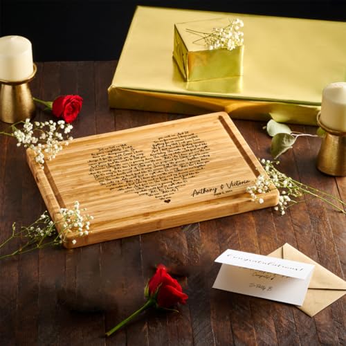 Personalized Cutting Board Wedding Heart Song Lyrics Couple Gifts - Anniversary Customized Romantic Gift for Her - For Hi...