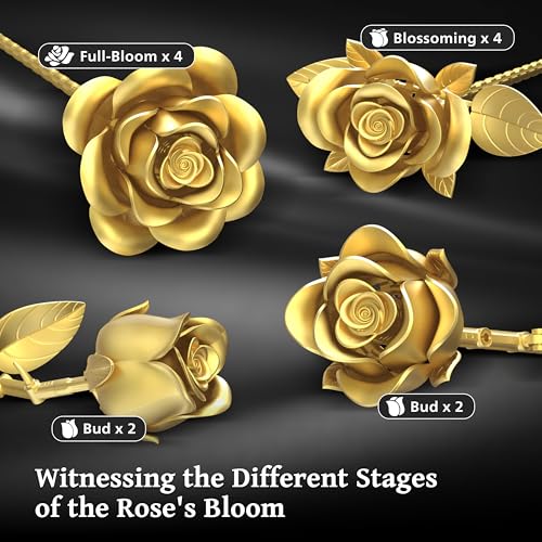 Metallic Gold Roses Flower Bouquet Building Sets, 670Pcs Golden Roses Botanical Collection Compatible with Lego Flowers Va...