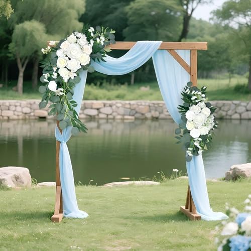 Petalivebioom Wedding Arch Flowers Set of 2 White Floral Swag for Wedding Ceremony Backdrop and Reception Decoration
