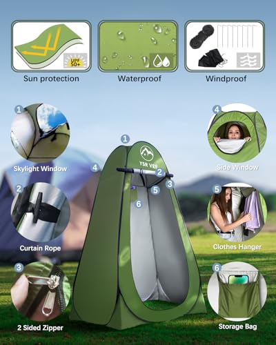 Camping Toilet with Pop-Up Privacy Tent and Liquid Waste Gel, Portable Toilet for Camping with Large Tent, Ergonomic Potty...