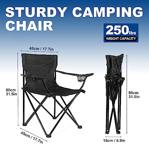 WEIDIORME 2 Pack Lightweight Camping Chairs for Adults & Teens, 250LBS Capacity Foldable Portable Chairs with Carry Bag, C...