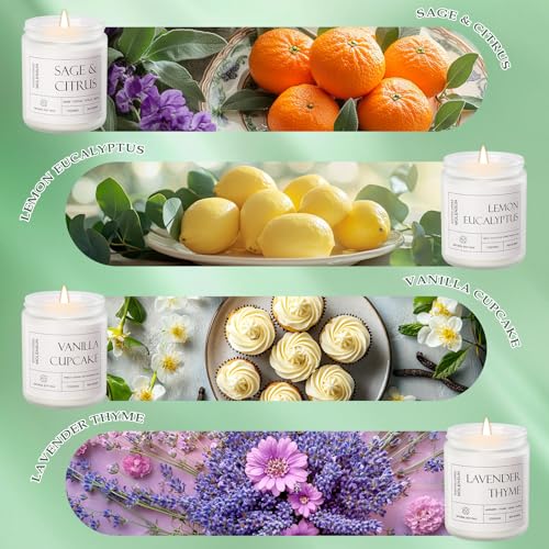 Molensun 4 Pack Candles for Home Scented, 28 oz Long Lasting Candles, Soy Candle Set Gift for Women - Lavender Thyme/Lemon...