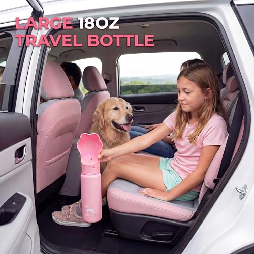 Duna Gulp 18oz Dog Travel Water Bottle with Paw-Shaped Bowl - Insulated Stainless Steel, Leakproof & Portable with Carry S...