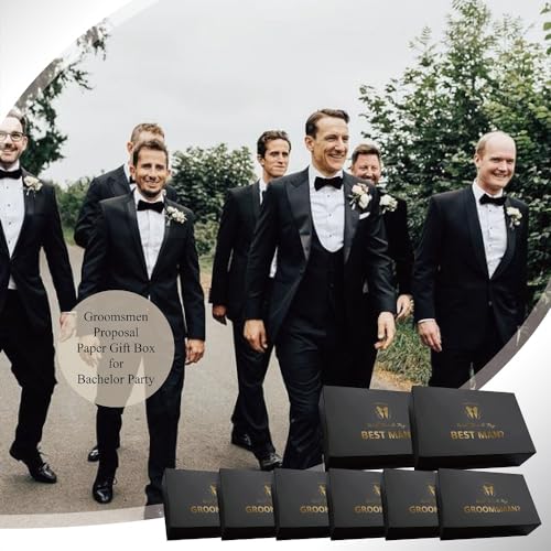 PartyGifts&beyond 8 Pcs Groomsmen Proposal Gift Box 6 Will You Be My Groomsman Gift Box and 2 Will You Be My Best Man Box(...