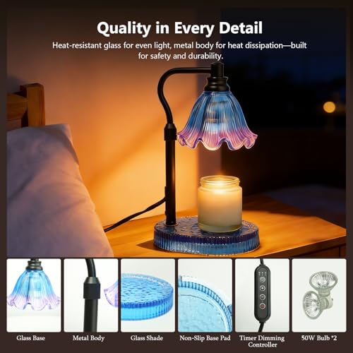 mzievesh Candle Warmer Lamp with Timer Dimmable, Gifts for Women Mom Her, Adjustable Height Wax Melt Warmer for Home Offic...