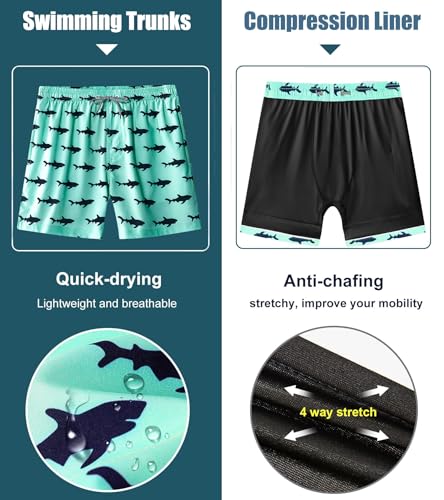APTRO Men's Swim Trunks with Compression Liner 5 Inch Bathing Suit Beach Swimsuits