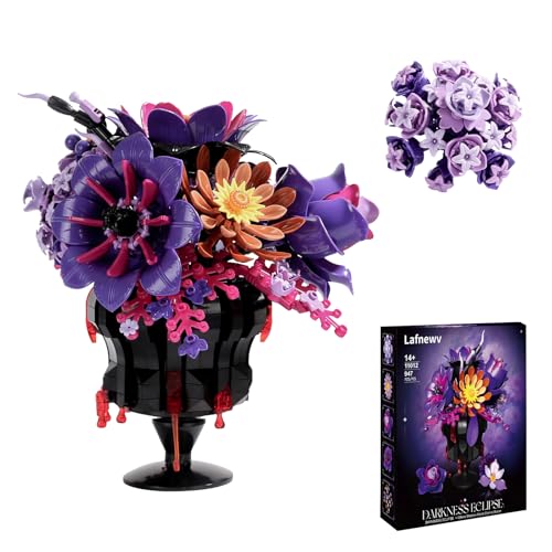 Flowers Bouquet Block Set, Elegant Purple Botanical Bouquet with Detailed Instructions for Parent-Child Bonding & Creative...