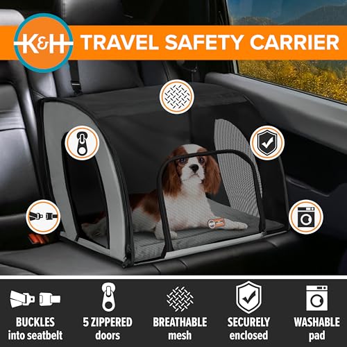K&H Pet Products Enclosed Dog Car Seat, Travel Safety Carrier for Pets, Dog Travel Car Seat, Soft-Sided Covered Cat Carrie...