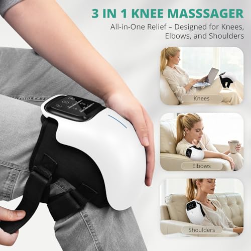 Medcursor Knee Massager, Cordless Heated Knee Massager with 3 Heating Levels, 3 Vibration Modes, LED Screen & Adjustable S...