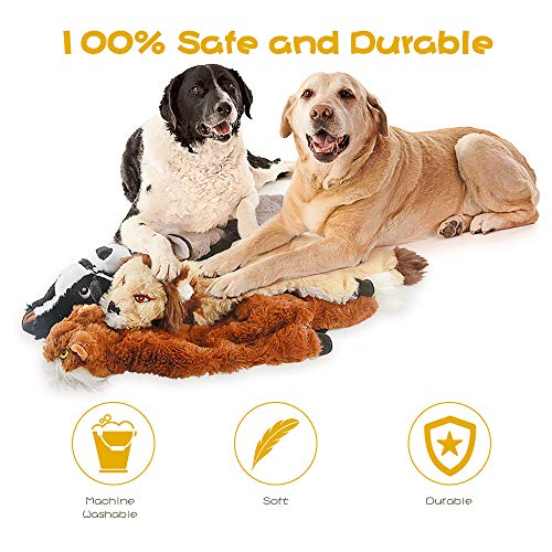 Dog Squeak Toys, No Stuffing Plush Dogs Chew Toy Bundle for Small Medium Large Breed Chewer Tough Durable Squeaky Pet Fetc...