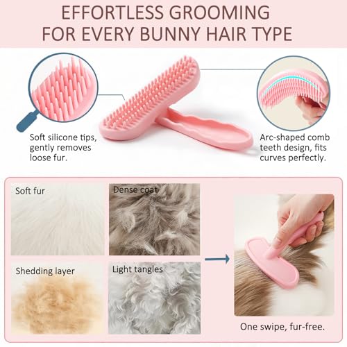 MCTOURY Rabbit Brush for Shedding Grooming: Effective at Removing 99% Loose Hair - Gentle Massage Appears Relaxed Comforta...