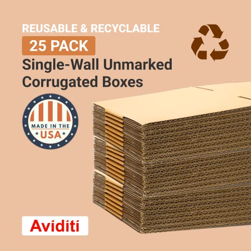 AVIDITI 12 x 8 x 8 Corrugated Cardboard Boxes, Small 12"L x 8"W x 8"H, Pack of 25 | Shipping, Packaging, Moving, Storage B...