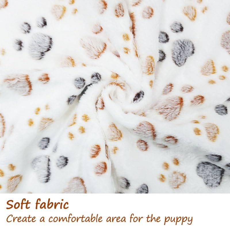 1 Pack 3 Blankets Fluffy Premium Fleece Soft Pet Blanket Flannel Throw for Cat Dog Puppy (Small 23x16'', Paw-White/Pink/Br...