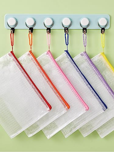 JARLINK 20 Pack 10 Colors Zipper Mesh Document Pouch, 6x9 Inch/A5, Plastic Water-Resistant File Bags, for School Office Su...