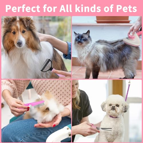 Complete Pet Grooming Solution by Dog - 9PCS Kit with Slicker Brush, Deshedding Tool, and Grooming Comb for All Breeds and...
