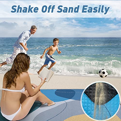 PY SUPER MODE Picnic Blankets Extra Large, Waterproof Foldable Outdoor Beach Blanket Oversized 83x79” Sandproof, 3-Layer P...