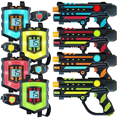 Squad Hero Rechargeable Laser Tag 360° Sensors + LCDs - Set of 4 - Easter Gift Ideas for Kids Teens and Adults Boys & Girl...