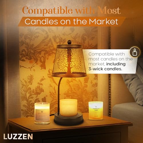 LUZZEN Farmhouse Candle Warmer Lamp Black – Large Flameless & Smokeless Candle Melter lamp with Timer & Adjustable Light,f...