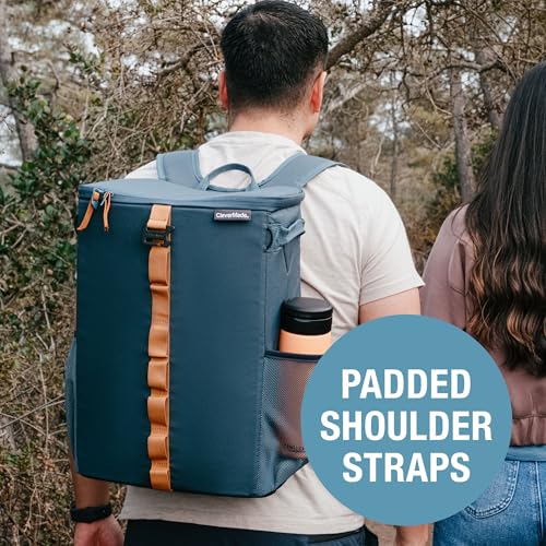 CleverMade Collapsible Backpack Cooler, 24 Can Insulated Backpack Cooler, Soft Sided Cooler Back Pack for Travel, Beach Co...