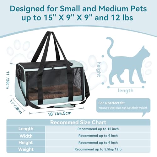 PETSFIT Soft-Sided Cat Carrier with Patented Safety Buckles, Lockable Zippers & Safety Tether,Escape-Resistant Travel Pet ...