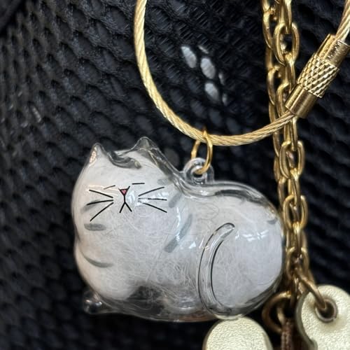 Pet Fur Memorial Keychain-Transparent cat Hair Keychain,Pendant for Cat & Dog Hair Collection -Animal Lovers Keepsake Gift