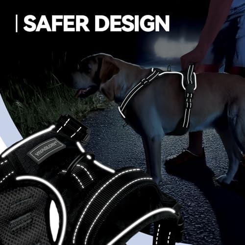 VIVAGLORY Dog Harness Easewalk No Pull Dog Harness with Handle Front Clip & Back Clip for Training Walking Lifting, No Pul...