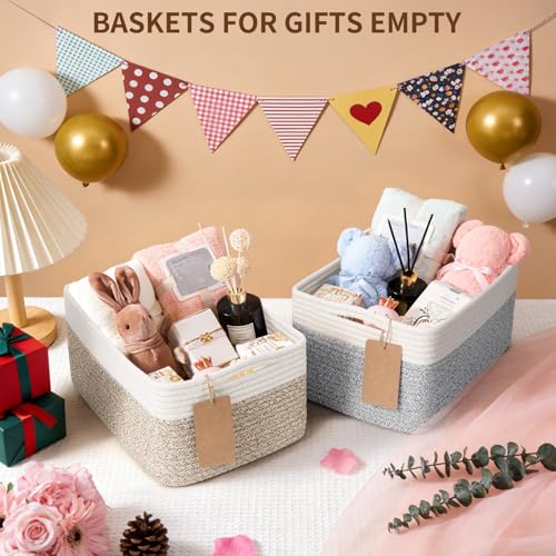Goodpick 4 Pack Storage Baskets for Shelves, Rectangle Wicker Storage Bins for Baby Shower Toys, Decorative Organizer Shel...