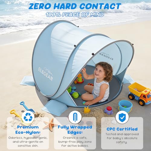 Elegear Pop Up Baby Beach Tent with Mini Canopy, CumbreX™ UPF 50+ UV Protection Baby Tent Sun Shelter, 1S Setup Portable B...