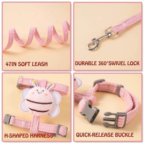 WELLYUK Cat Harness and Leash Set for Outdoor Travel Walking Escape Proof Soft Safe Adjustable Kitten Puppy Small Strap Cu...