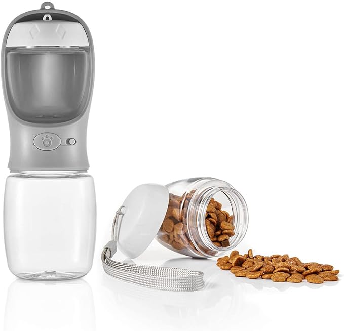 WePet Portable Dog Water Bottle with Food Container, 12 OZ + 6 OZ, Leak Proof Puppy Water Dispenser with Drinking Feeder f...