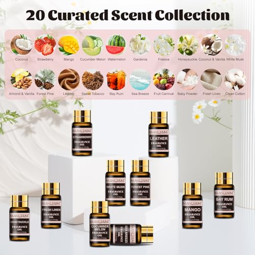 MAYJAM Fragrance Oil Gift Set, Top 20 Essential Oils Variety Pack for Diffusers for Home, Long Lasting Scented Oils for So...