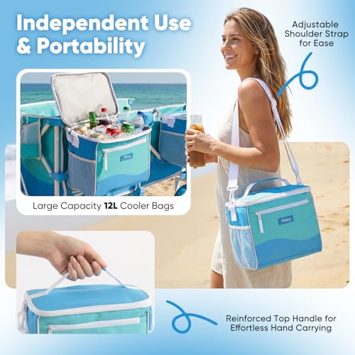 Sekey Heavy Duty Beach Wagon with 9" Big Sand-Proof Wheels, 300L Oversized Foldable Beach Cart with Cooler| Adjustable Han...