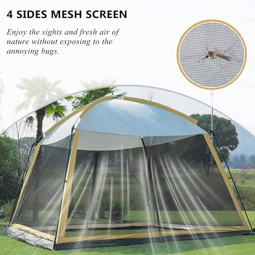 GREGIN Screen House Room 11x11 Ft Mesh Net Tent Canopy Shelter Gazebo, Easy Setup & Waterproof & Sunshade, Suitable for Ca...