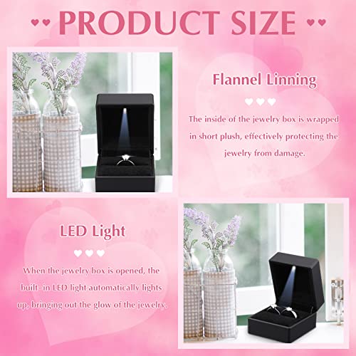 Yinkin 12 Pcs Black Velvet Jewelry Boxes LED Light Display Ring Necklace Bracelet Chain Gift Box Bulk Wedding Proposal Ann...