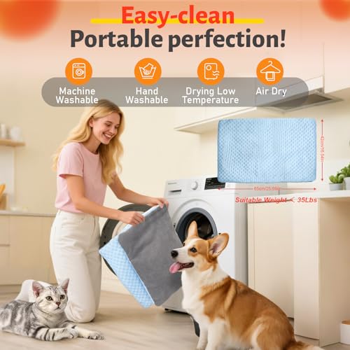 Self Warming Cat Bed Mat for Indoor Cat & Small Dogs, 26" x 17" Double-Sided Dog Warming Mat & Self Cooling Pet Pad, Refle...