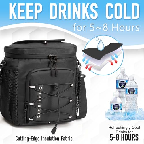 Golf Cart Cooler Bag Insulated - 12-Can Leakproof Soft Cooler Bag with Hook-and-Loop Lid, Waterproof Zippers, and Multi-Po...