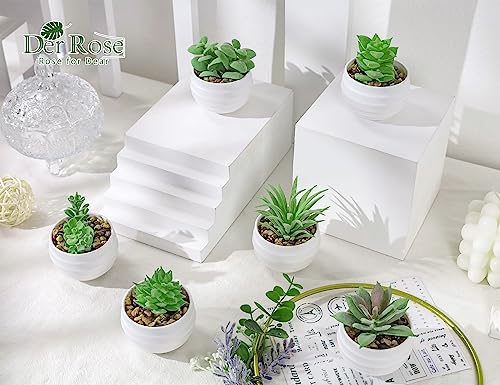 Der Rose Set of 6 Succulents Plants Artificial in Pots Small Fake Plants for Bedroom Aesthetic Living Room Shelf Bathroom ...