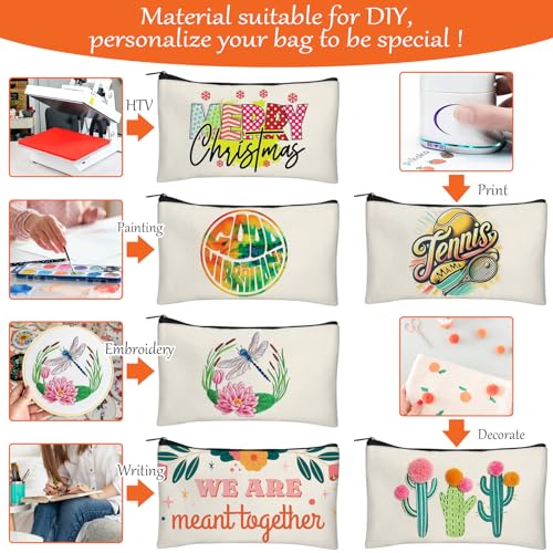 Legigo Blank Canvas Bag Zipper Pouch Makeup Bags Bulk - Multi-Purpose Canvas Pencil Pouch with Sturdy Zipper, Cosmetic Bag...