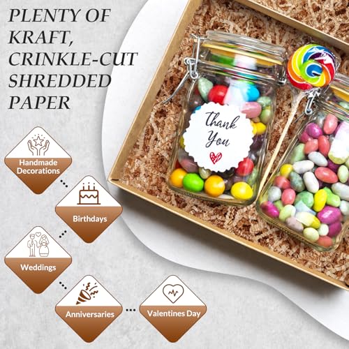 2.2 LB Kraft Shredded Paper for Gift Baskets, Effective Crinkle Paper and Basket Filler, Ideal for Gift Box Stuffing and H...