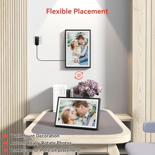 Frameo 10.1 inch Digital Picture Frame, Smart WiFi Digital Photo Frame with 32G Memory, HD Touch Screen, Auto-Rotate, Slid...
